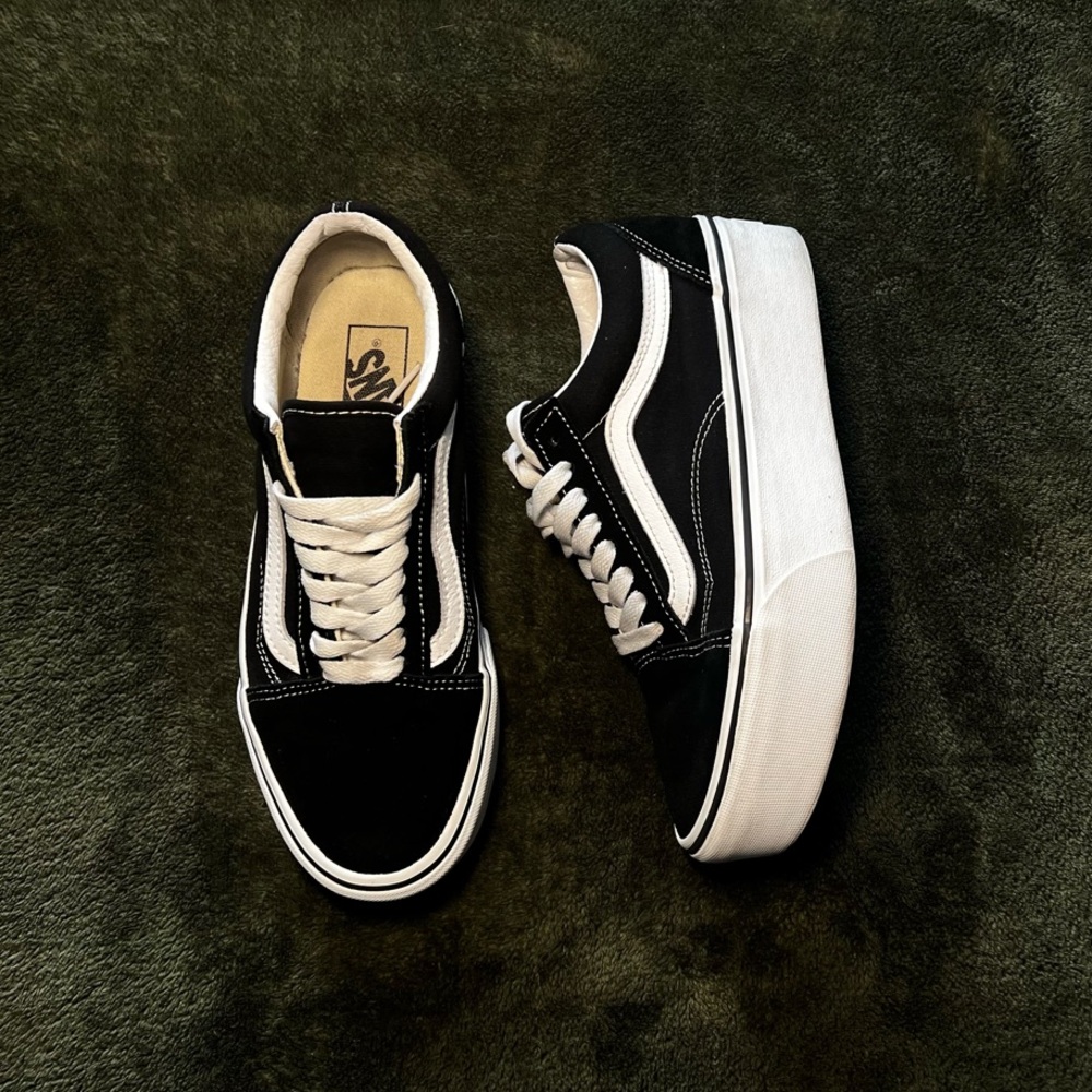 Vans Black and White Platform Old Skool Sneakers